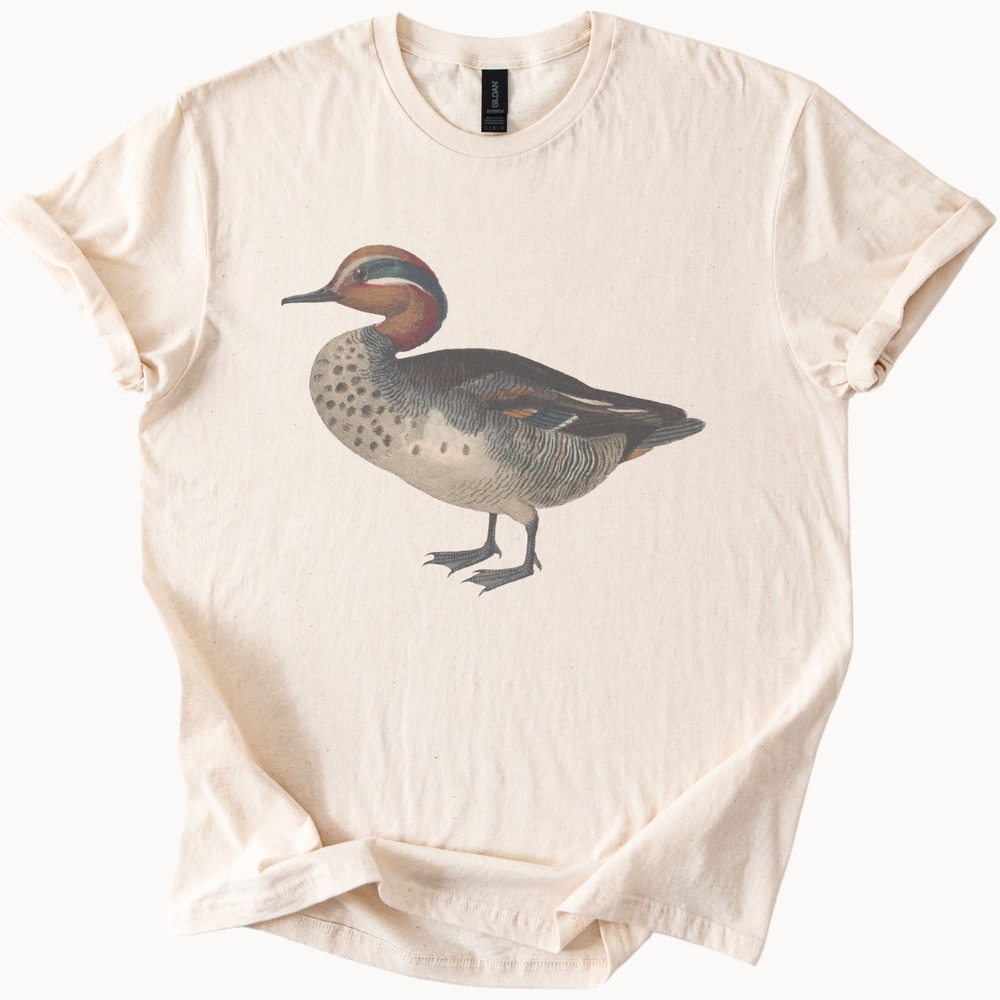 Vintage Waterfowl Graphic Tee Natural Naturalistic Bird Illustration
